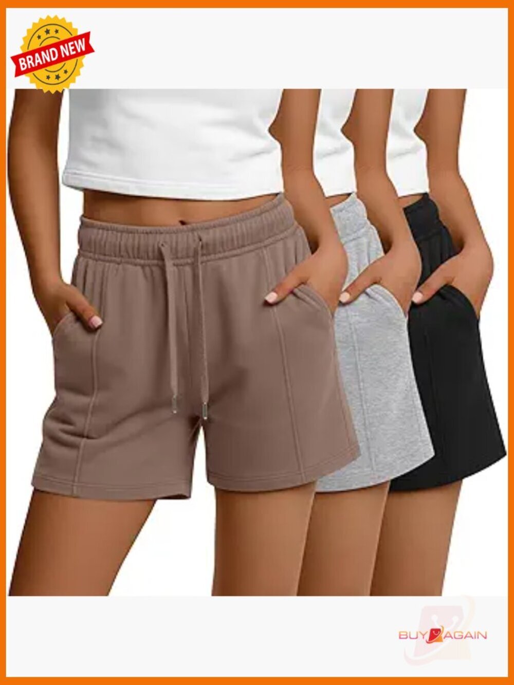 3 Pack Women's Sweat Shorts Drawstring Elastic Waist Casual Active Lounge